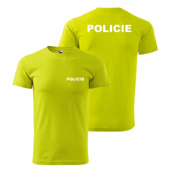 Poháry.com® Tričko POLICIE limetkové s bílým potiskem XS pánské