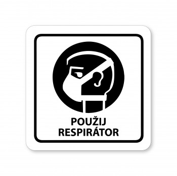 Poháry.com® Piktogram Použij respirátor bílý hliník