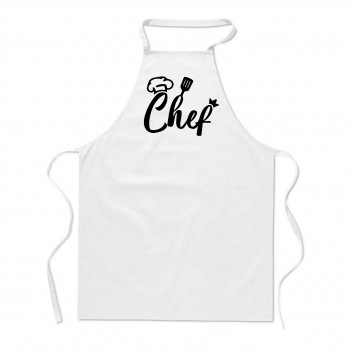 Poháry.com®  Zástěra s potiskem Chef bílá - Z04