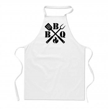 Poháry.com®  Zástěra s potiskem BBQ bílá - Z08