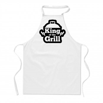 Poháry.com® Zástěra s potiskem King of the Grill bílá - Z11