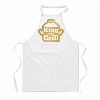 Poháry.com®  Zástěra s potiskem King of the Grill bílá/z - Z11