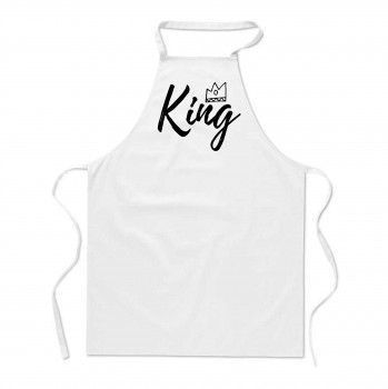 Poháry.com®  Zástěra s potiskem King bílá - Z12