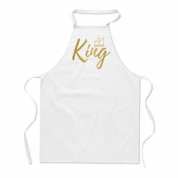 Poháry.com®  Zástěra s potiskem King bílá/z - Z12