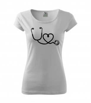 Poháry.com® Tričko pro zdravotní sestřičku D14 bílé/černý potisk L dámské
