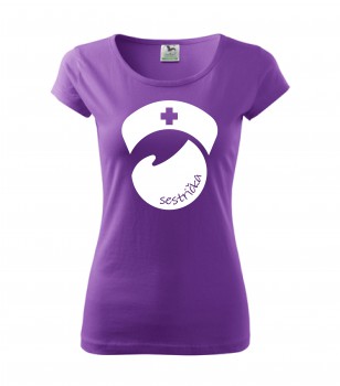 Poháry.com® Tričko pro zdravotní sestřičku D8 fialové L dámské