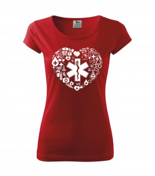 Poháry.com® Tričko pro zdravotní sestřičku D18 červené XS dámské
