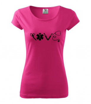 Poháry.com® Tričko pro zdravotní sestřičku D16 růžové/č XXL dámské