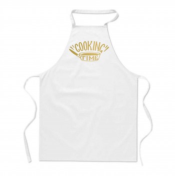 Poháry.com®  Zástěra s potiskem Cooking time bílá/z - Z14