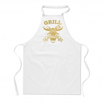 Poháry.com®  Zástěra s potiskem Grill master bílá/z - Z17