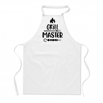 Poháry.com®  Zástěra s potiskem Grill master bílá - Z18