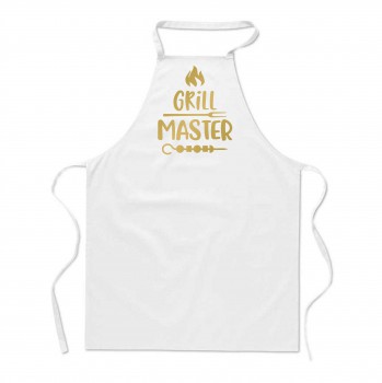 Poháry.com®  Zástěra s potiskem Grill master bílá/z - Z18