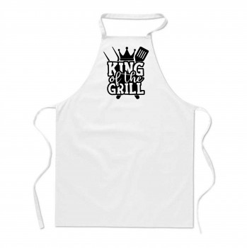Poháry.com®  Zástěra s potiskem King of the grill bílá - Z19