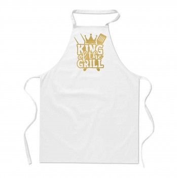 Poháry.com®  Zástěra s potiskem King of the grill bílá/z - Z19
