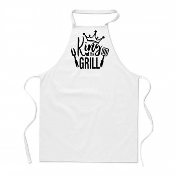 Poháry.com®  Zástěra s potiskem King of the grill bílá - Z20