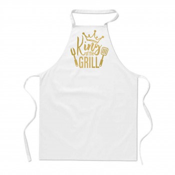 Poháry.com®  Zástěra s potiskem King of the grill bílá/z - Z20