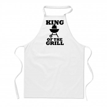 Poháry.com® Zástěra s potiskem King of the grill bílá - Z21