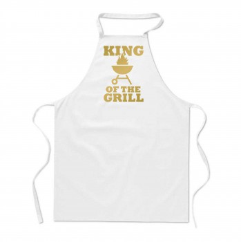 Poháry.com® Zástěra s potiskem King of the grill bílá/z - Z21