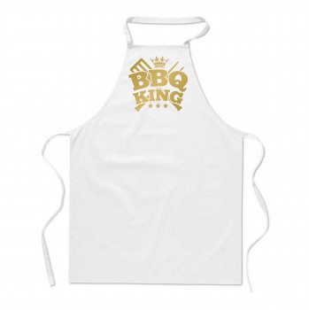 Poháry.com®  Zástěra s potiskem BBQ king bílá/z - Z22