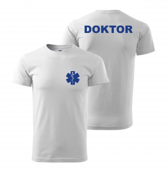 Poháry.com® Tričko DOKTOR bílé/modrý potisk