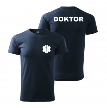 Poháry.com® Tričko DOKTOR nám. modrá/bílý potisk XL pánské