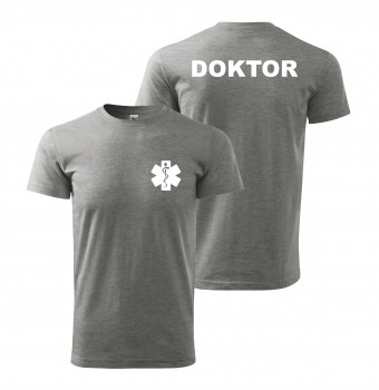 Poháry.com® Tričko DOKTOR šedé/bílý potisk XL pánské