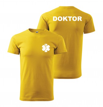 Poháry.com® Tričko DOKTOR žluté/bílý potisk XS pánské