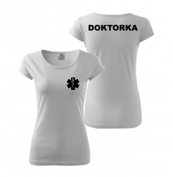 Poháry.com® Tričko DOKTORKA bílé/černý potisk XL dámské
