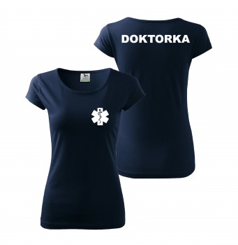 Poháry.com® Tričko DOKTORKA nám. modrá/bílý potisk XL dámské