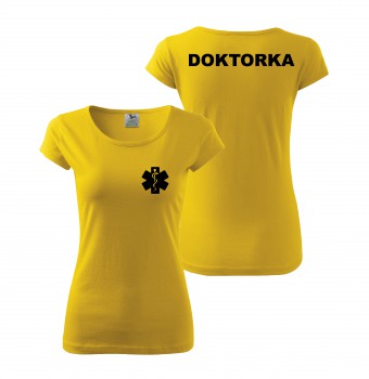Poháry.com® Tričko DOKTORKA žluté/černý potisk XL dámské