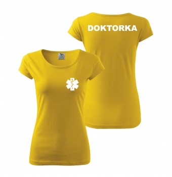 Poháry.com® Tričko DOKTORKA žluté/bílý potisk XL dámské