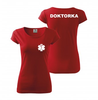 Poháry.com® Tričko DOKTORKA červené/bílý potisk XL dámské
