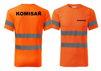 Poháry.com® Reflexní tričko oranžové Komisař