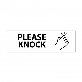 Poháry.com® Značení na dveře - Please knock bílý hliník