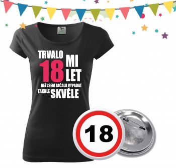 Poháry.com® Dámské narozeninové tričko s plackou k 18. narozeninám S dámské