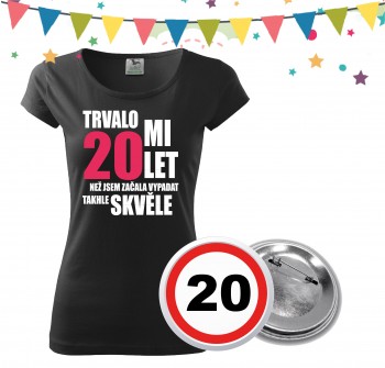 Poháry.com® Dámské narozeninové tričko s plackou k 20. narozeninám M dámské