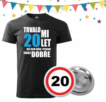 Poháry.com® Narozeninové tričko s plackou k 20. narozeninám S pánské