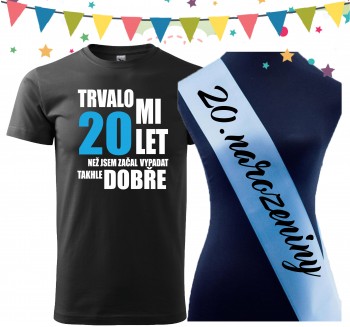 Poháry.com® Narozeninové tričko se šerpou k 20. narozeninám