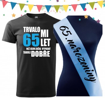 Poháry.com® Narozeninové tričko se šerpou k 65. narozeninám S pánské
