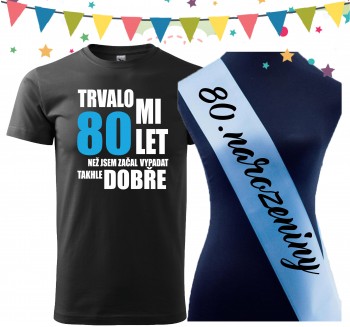 Poháry.com® Narozeninové tričko se šerpou k 80. narozeninám XS pánské