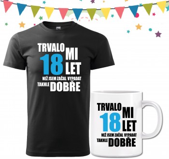 Poháry.com® Narozeninové tričko s hrnečkem k 18. narozeninám L pánské