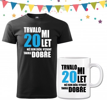 Poháry.com® Narozeninové tričko s hrnečkem k 20. narozeninám XS pánské