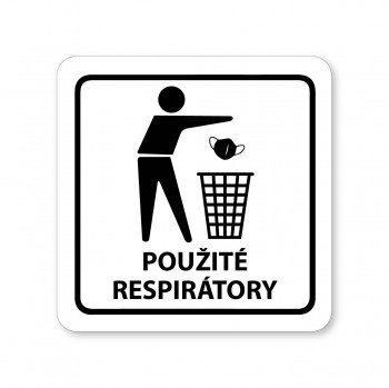 Poháry.com® Piktogram Použité respirátory bílý hliník