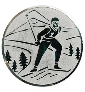 Poháry.com® Emblém lyžování běžky stříbro 25 mm