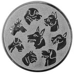 Poháry.com® Emblém psi stříbro 25 mm