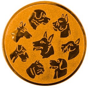 Poháry.com® Emblém psi bronz 25 mm