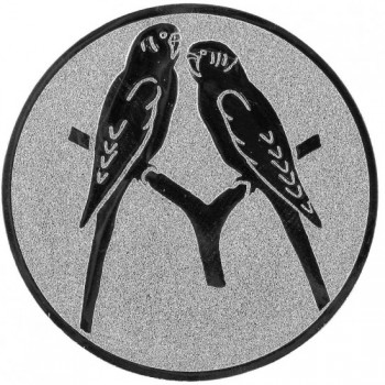 Poháry.com® Emblém papoušci stříbro 25 mm