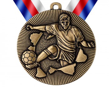 Poháry.com® Medaile MD51 fotbal zlato s trikolórou