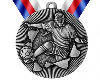 Poháry.com® Medaile MD51 fotbal stříbro s trikolórou