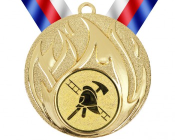Poháry.com® Medaile MD49 hasič zlato s trikolórou